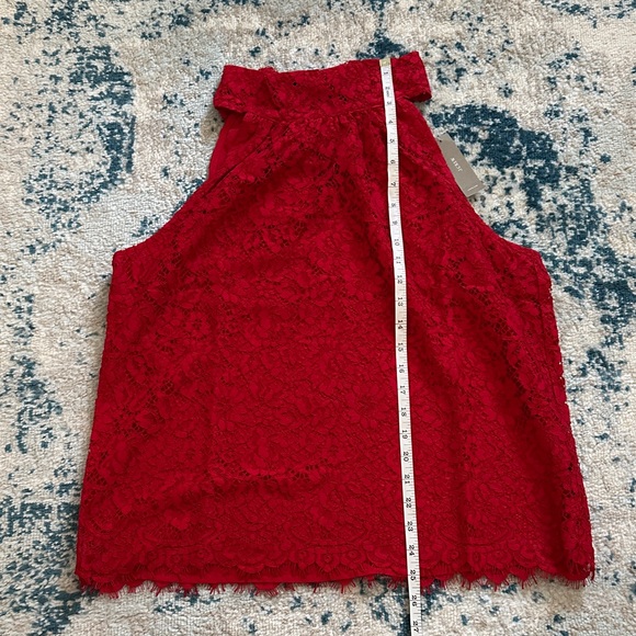 J. Crew Tie Neck scalloped Red Lace Blouse NWT - Picture 3 of 6